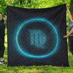 Blue Virgo Zodiac Sign Print Quilt