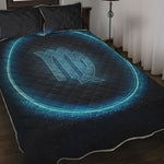 Blue Virgo Zodiac Sign Print Quilt Bed Set
