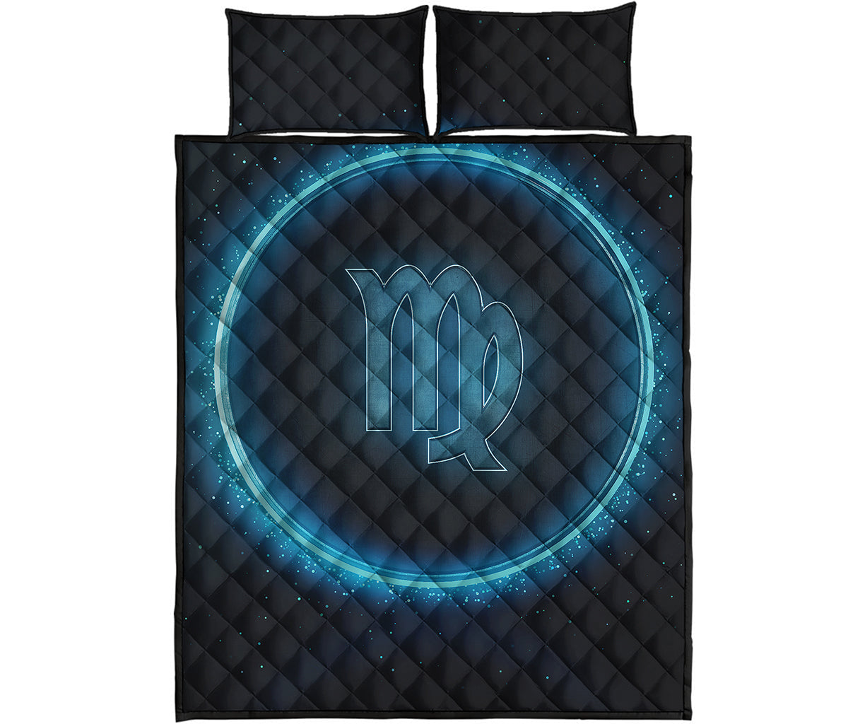 Blue Virgo Zodiac Sign Print Quilt Bed Set