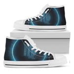 Blue Virgo Zodiac Sign Print White High Top Shoes