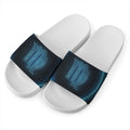 Blue Virgo Zodiac Sign Print White Slide Sandals