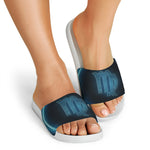 Blue Virgo Zodiac Sign Print White Slide Sandals