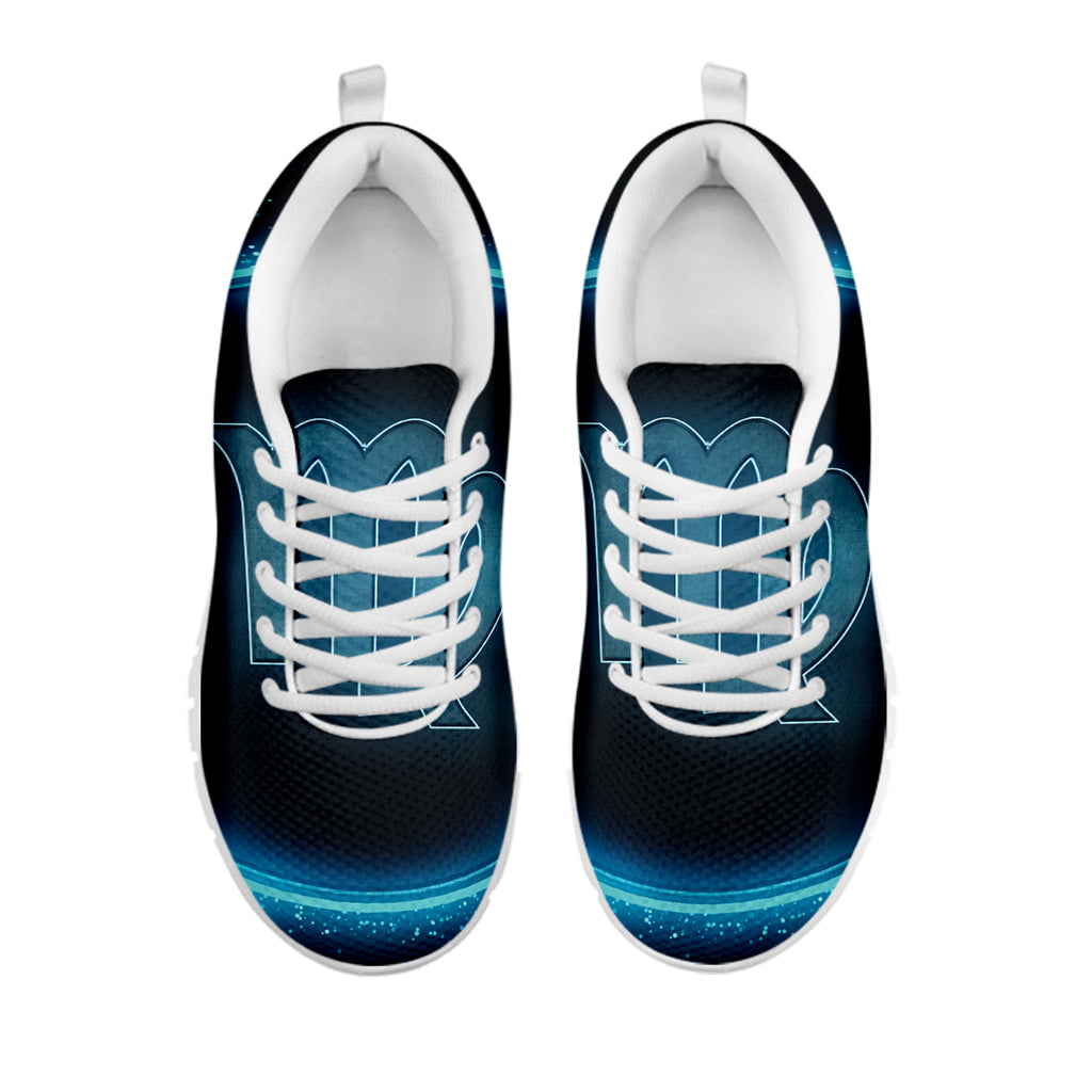 Blue Virgo Zodiac Sign Print White Sneakers