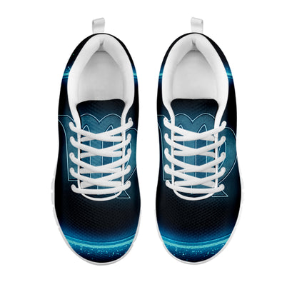 Blue Virgo Zodiac Sign Print White Sneakers