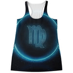 Blue Virgo Zodiac Sign Print Women's Racerback Tank Top