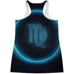 Blue Virgo Zodiac Sign Print Women's Racerback Tank Top