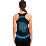 Blue Virgo Zodiac Sign Print Women's Racerback Tank Top