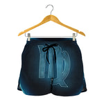 Blue Virgo Zodiac Sign Print Women's Shorts