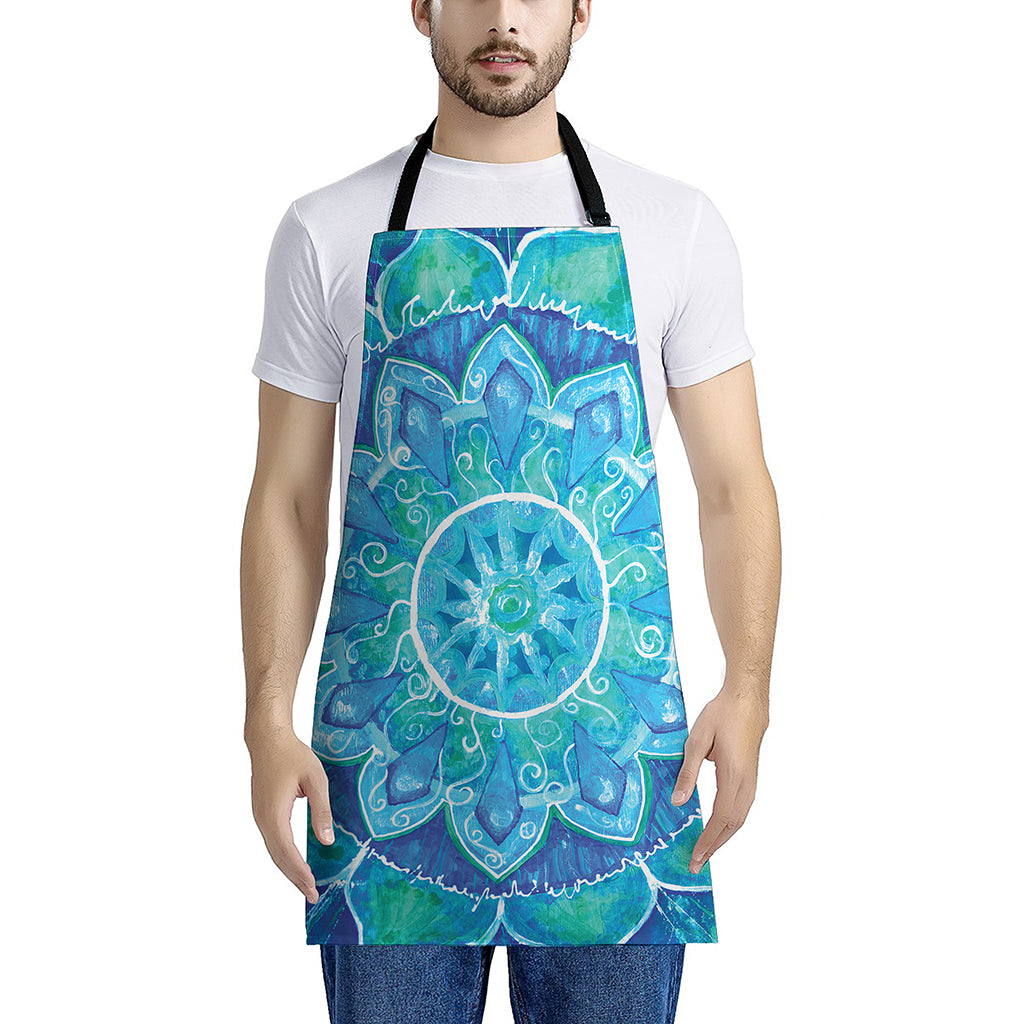 Blue Vishuddha Chakra Mandala Print Apron