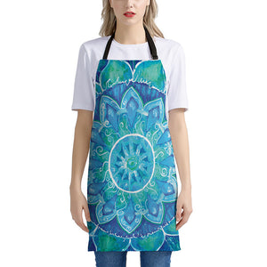 Blue Vishuddha Chakra Mandala Print Apron