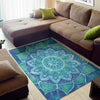 Blue Vishuddha Chakra Mandala Print Area Rug