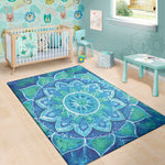 Blue Vishuddha Chakra Mandala Print Area Rug