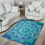 Blue Vishuddha Chakra Mandala Print Area Rug