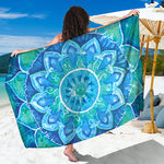 Blue Vishuddha Chakra Mandala Print Beach Sarong Wrap