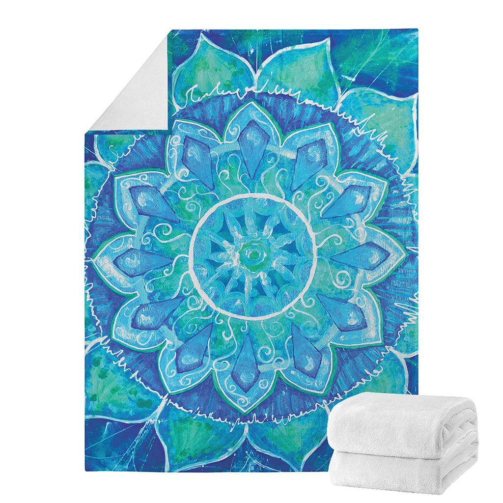 Blue Vishuddha Chakra Mandala Print Blanket