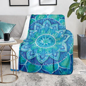 Blue Vishuddha Chakra Mandala Print Blanket