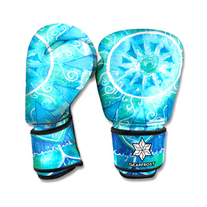 Blue Vishuddha Chakra Mandala Print Boxing Gloves