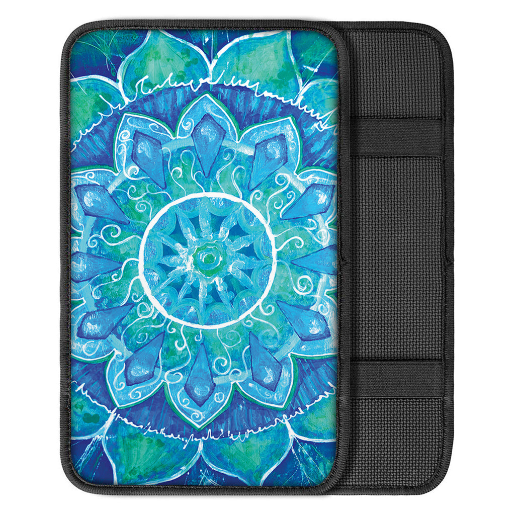 Blue Vishuddha Chakra Mandala Print Car Center Console Cover