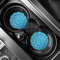 Blue Vishuddha Chakra Mandala Print Car Coasters