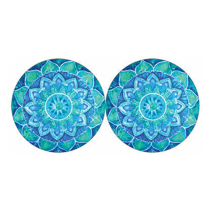 Blue Vishuddha Chakra Mandala Print Car Coasters