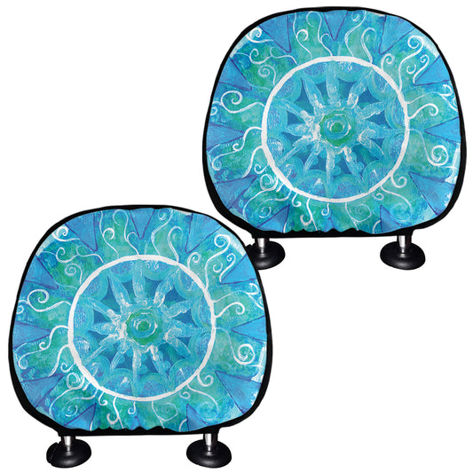 Blue Vishuddha Chakra Mandala Print Car Headrest Covers