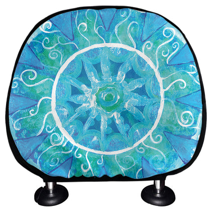 Blue Vishuddha Chakra Mandala Print Car Headrest Covers