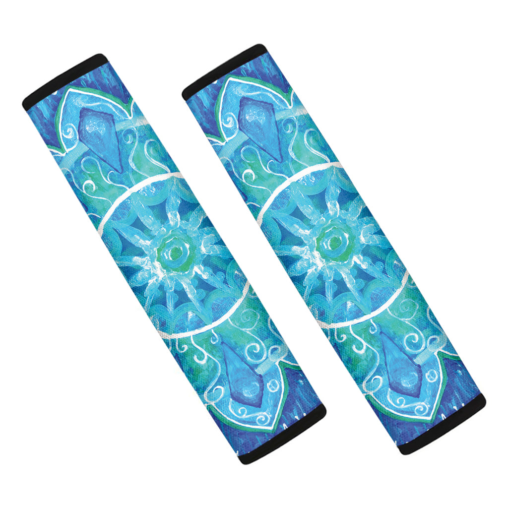 Blue Vishuddha Chakra Mandala Print Car Seat Belt Covers