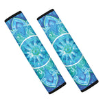 Blue Vishuddha Chakra Mandala Print Car Seat Belt Covers