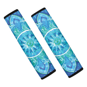 Blue Vishuddha Chakra Mandala Print Car Seat Belt Covers