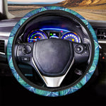 Blue Vishuddha Chakra Mandala Print Car Steering Wheel Cover