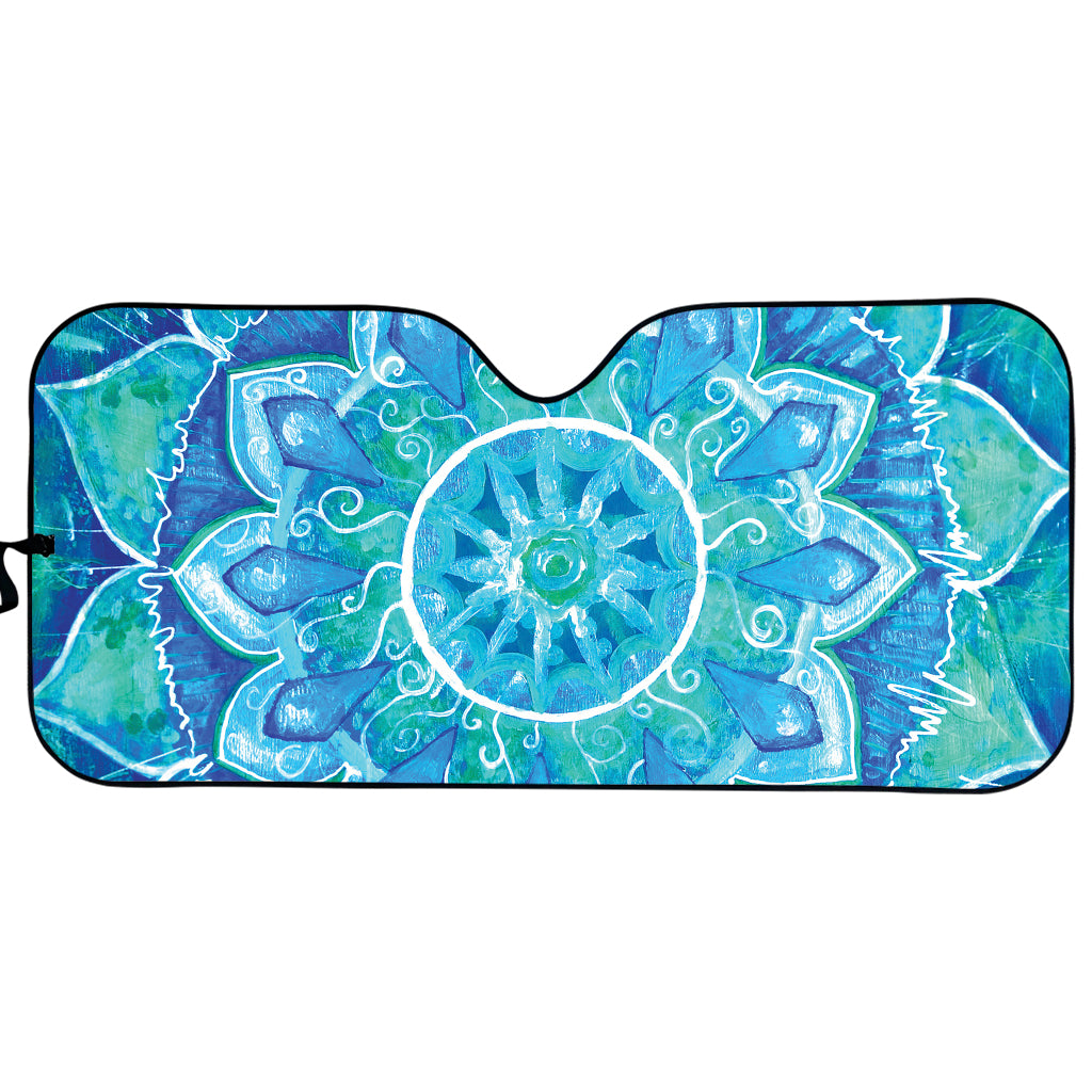 Blue Vishuddha Chakra Mandala Print Car Sun Shade