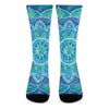 Blue Vishuddha Chakra Mandala Print Crew Socks