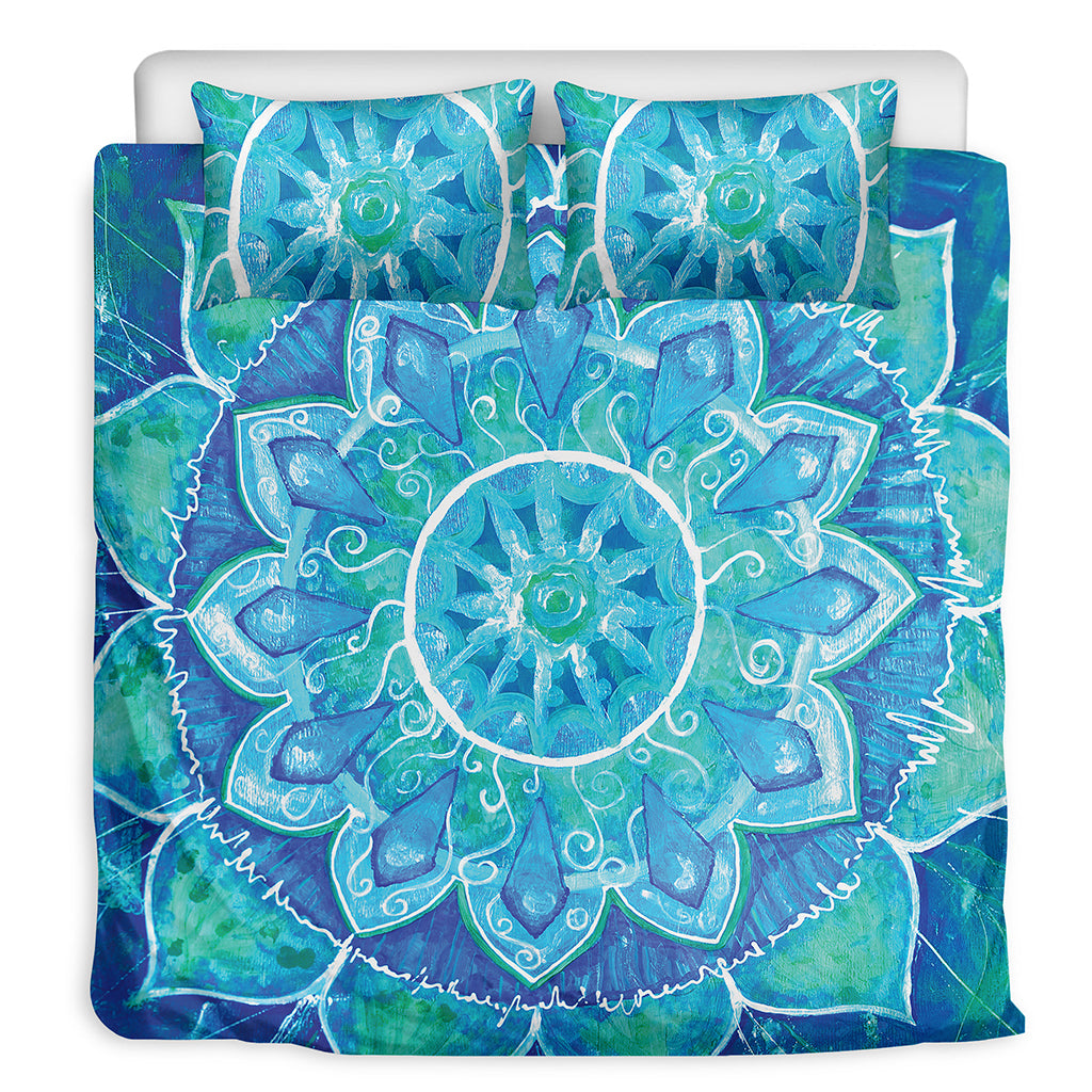 Blue Vishuddha Chakra Mandala Print Duvet Cover Bedding Set