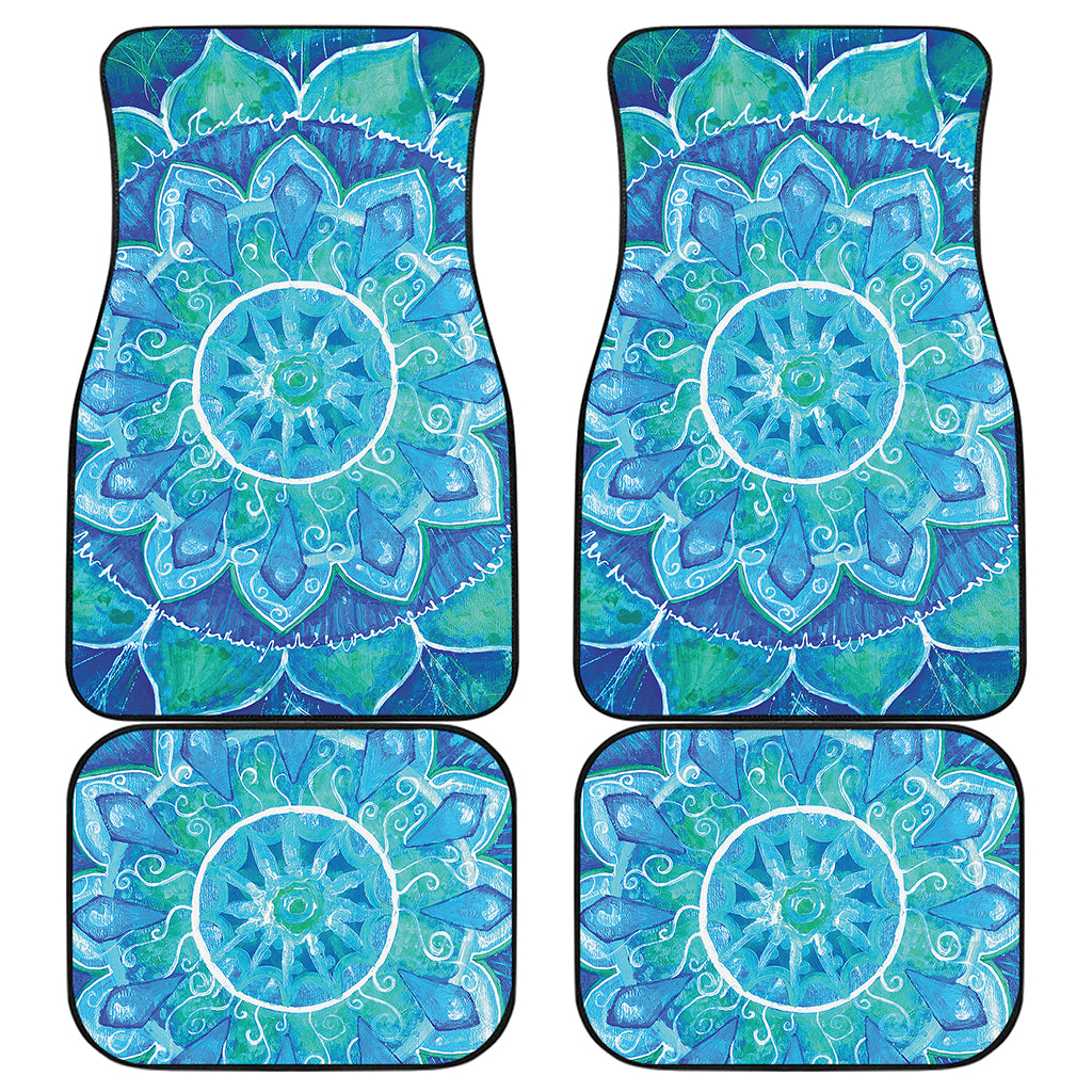 Blue Vishuddha Chakra Mandala Print Front and Back Car Floor Mats