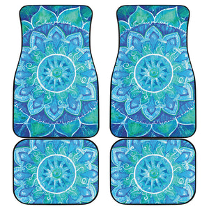 Blue Vishuddha Chakra Mandala Print Front and Back Car Floor Mats