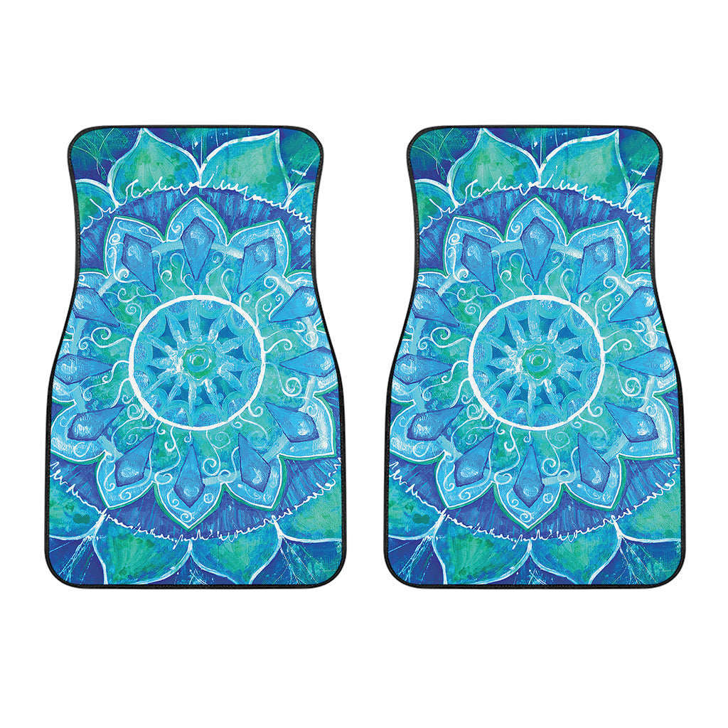 Blue Vishuddha Chakra Mandala Print Front Car Floor Mats