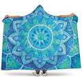 Blue Vishuddha Chakra Mandala Print Hooded Blanket
