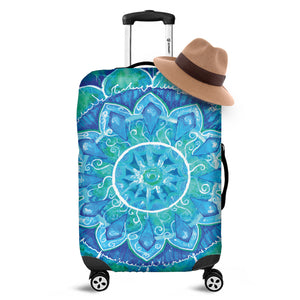 Blue Vishuddha Chakra Mandala Print Luggage Cover