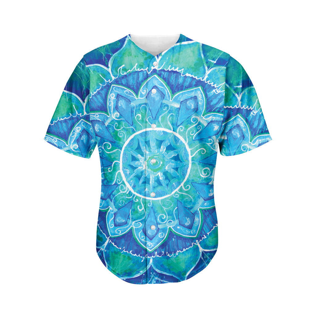 Blue Vishuddha Chakra Mandala Print Men's Baseball Jersey