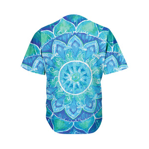 Blue Vishuddha Chakra Mandala Print Men's Baseball Jersey