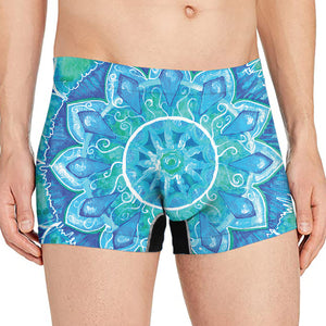 Blue Vishuddha Chakra Mandala Print Men's Boxer Briefs