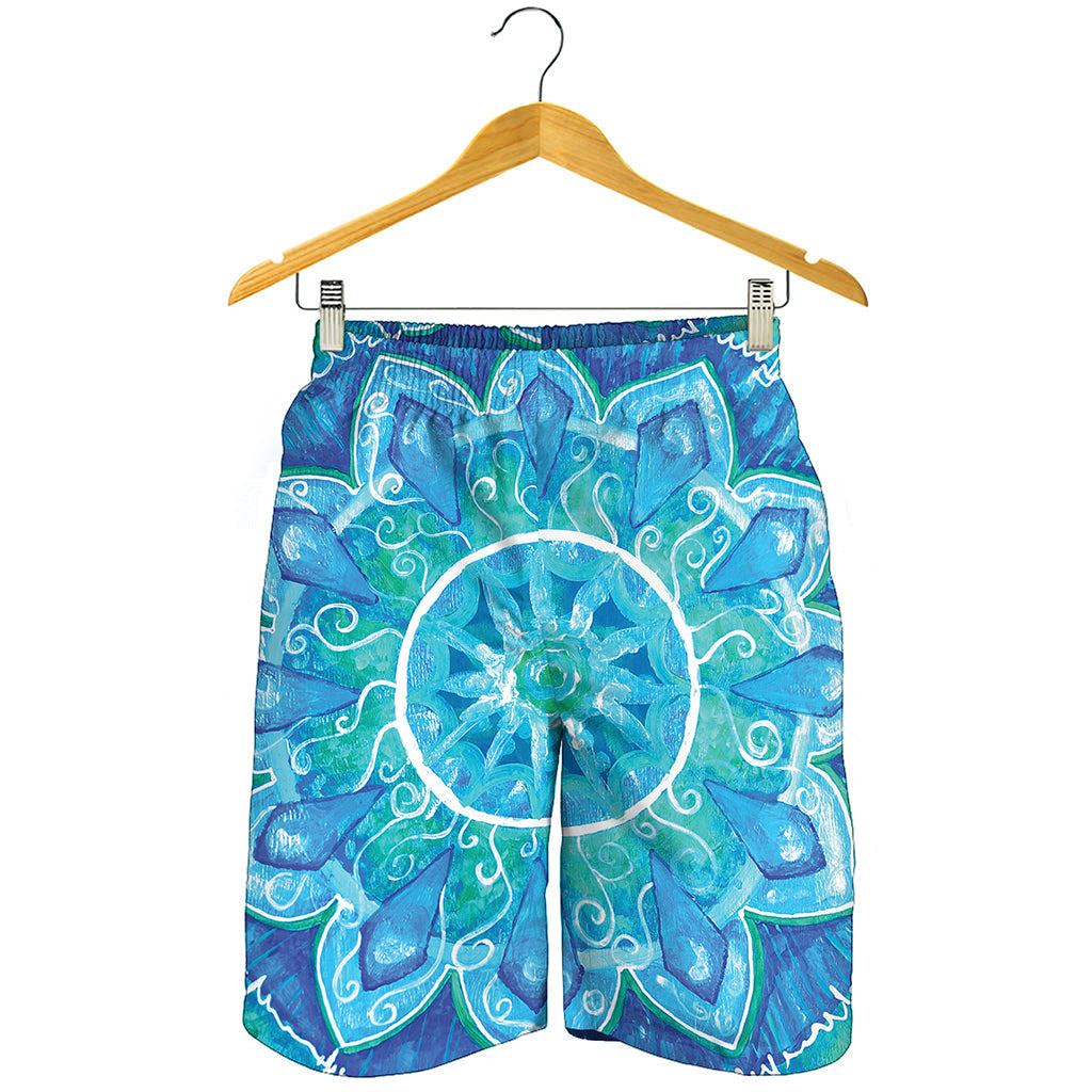 Blue Vishuddha Chakra Mandala Print Men's Shorts