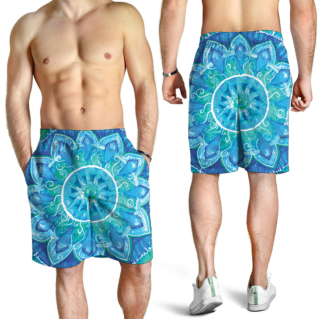 Blue Vishuddha Chakra Mandala Print Men's Shorts