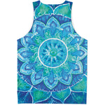 Blue Vishuddha Chakra Mandala Print Men's Tank Top