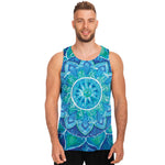 Blue Vishuddha Chakra Mandala Print Men's Tank Top