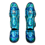 Blue Vishuddha Chakra Mandala Print Muay Thai Shin Guard