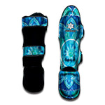 Blue Vishuddha Chakra Mandala Print Muay Thai Shin Guard