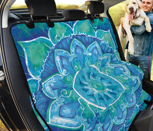 Blue Vishuddha Chakra Mandala Print Pet Car Back Seat Cover