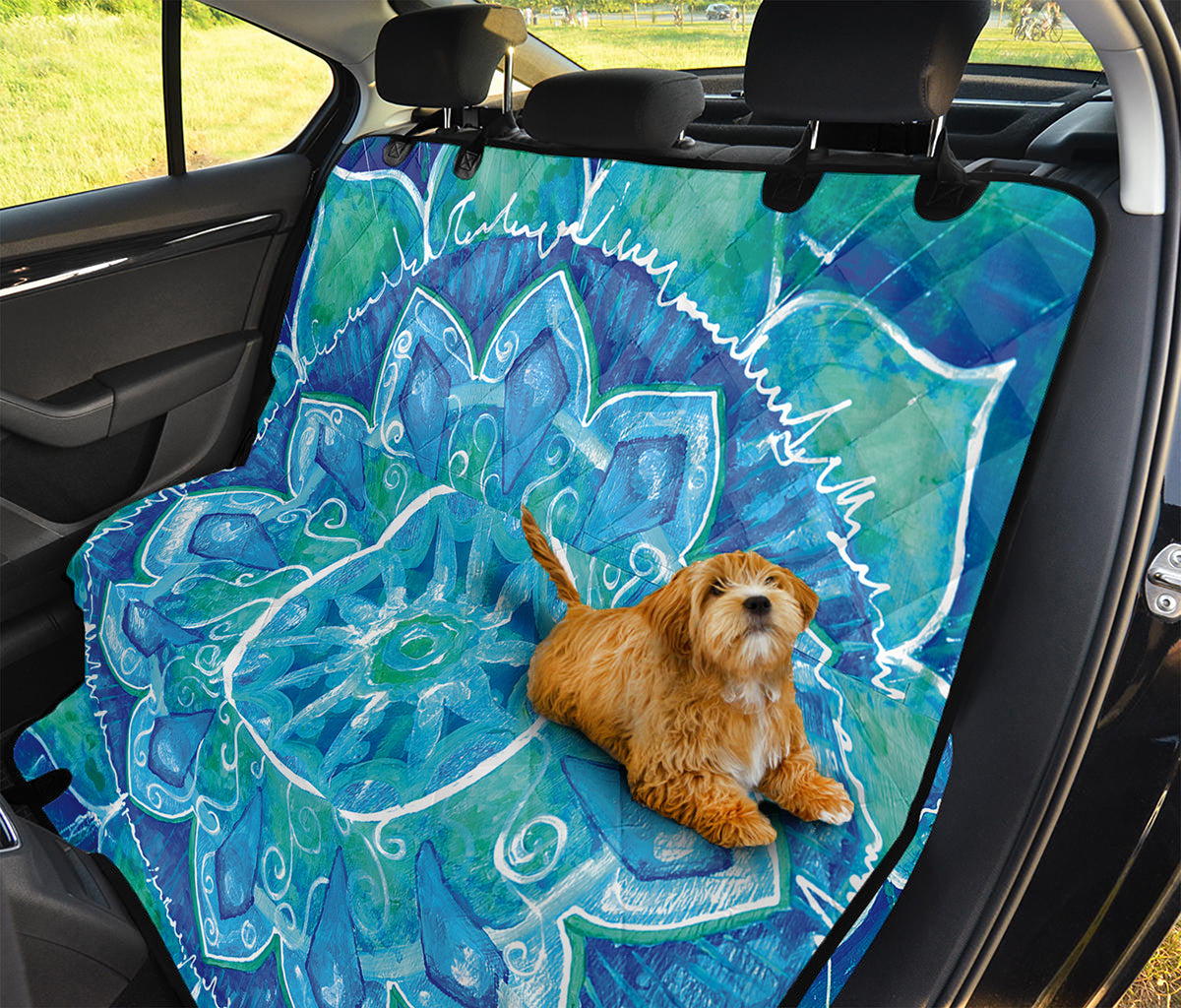 Blue Vishuddha Chakra Mandala Print Pet Car Back Seat Cover