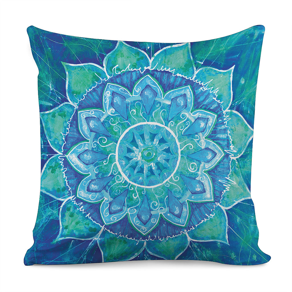 Blue Vishuddha Chakra Mandala Print Pillow Cover